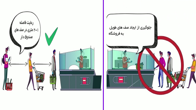 فاصله گذاری اجتماعی در فروشگاه های مواد غذایی و زنجیره ای فاصله گذاری اجتماعی در فروشگاه های مواد غذایی و زنجیره ای