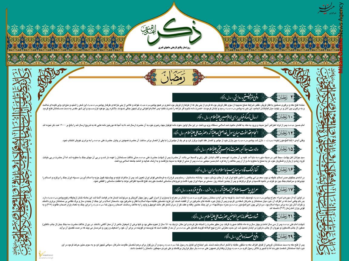 ذکر ماه رمضان چیست ؟ ذکر ماه رمضان چیست ؟