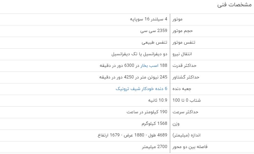 مشخصات خودرو سانتافه مشخصات خودرو سانتافه