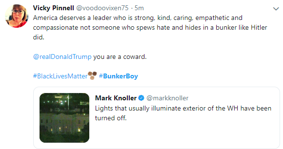 هشتگ #BunkerBoy (پسر مخفیگاه) بعد از مخفی شدن ترامپ در مخفیگاه کاخ سفید ترند شد هشتگ #BunkerBoy (پسر مخفیگاه) بعد از مخفی شدن ترامپ در مخفیگاه کاخ سفید ترند شد