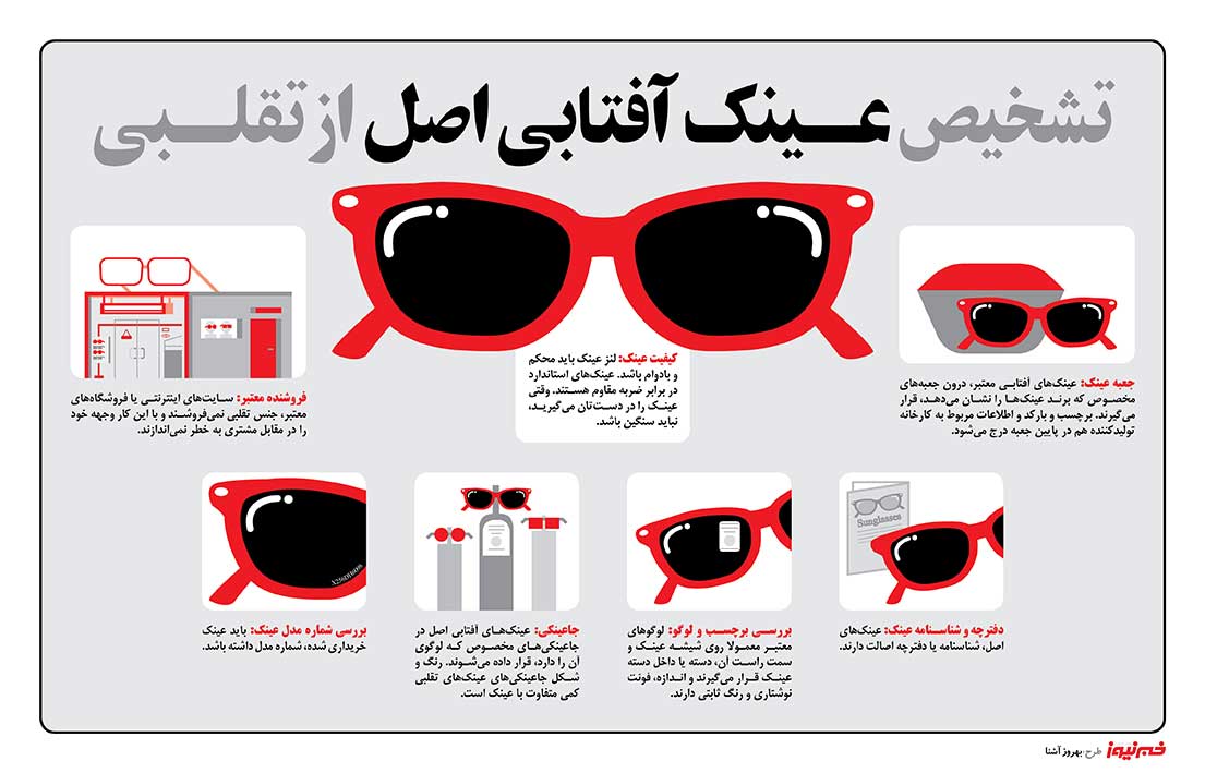۷ روش برای تشخص عینک اصلی دودی +اینفوگرافی