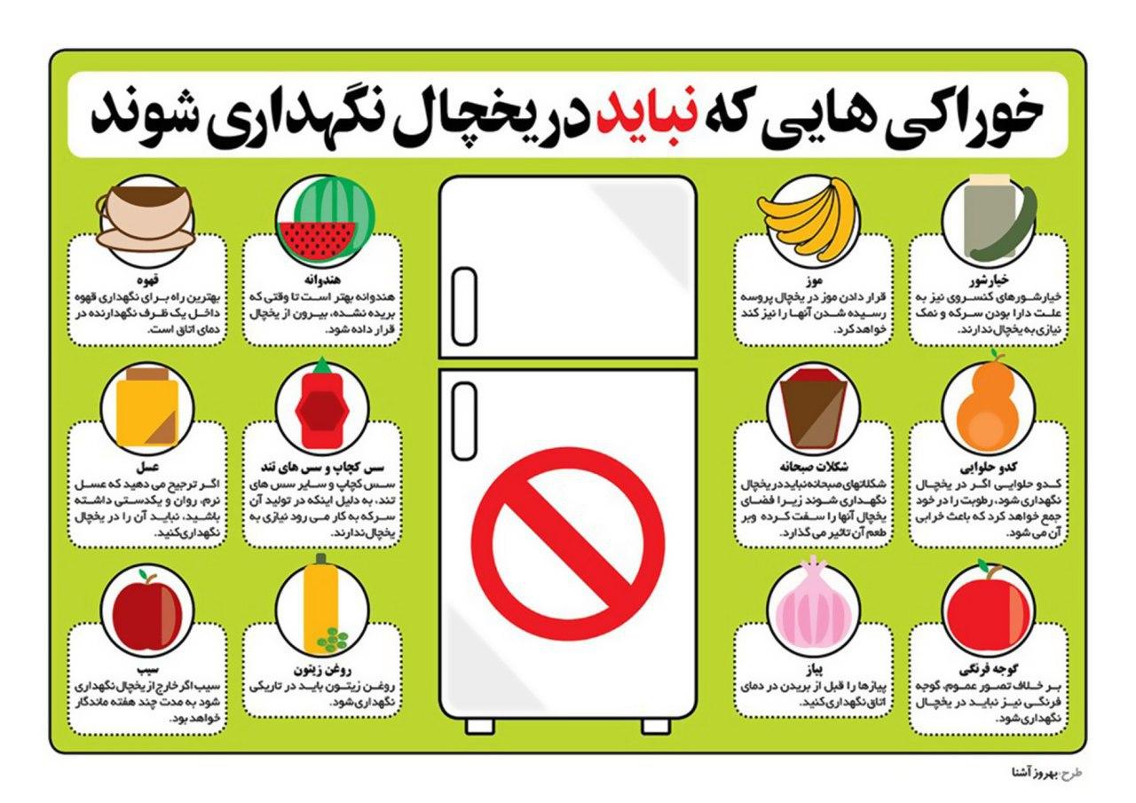 خوراکی‌هایی که نباید در یخچال نگهداری شوند