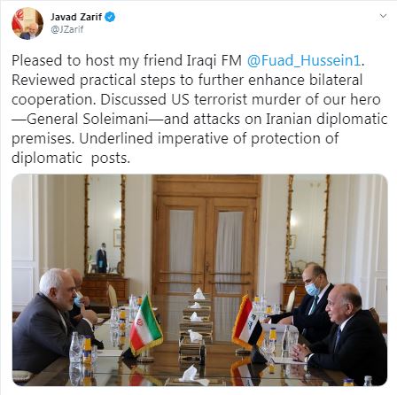 تبادل نظر وزرای خارجه ایران و عراق پیرامون ترور سپهبد شهید سلیمانی تبادل نظر وزرای خارجه ایران و عراق پیرامون ترور سپهبد شهید سلیمانی