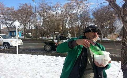 کارگری که هر روز، روزی اش را با پرندگان تقسیم می کند کارگری که هر روز، روزی اش را با پرندگان تقسیم می کند