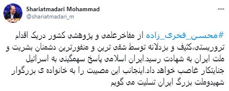 شریعتمداری: ایران اسلامی پاسخ سهمگینی به اسرائیل جنایتکار غاصب خواهد داد