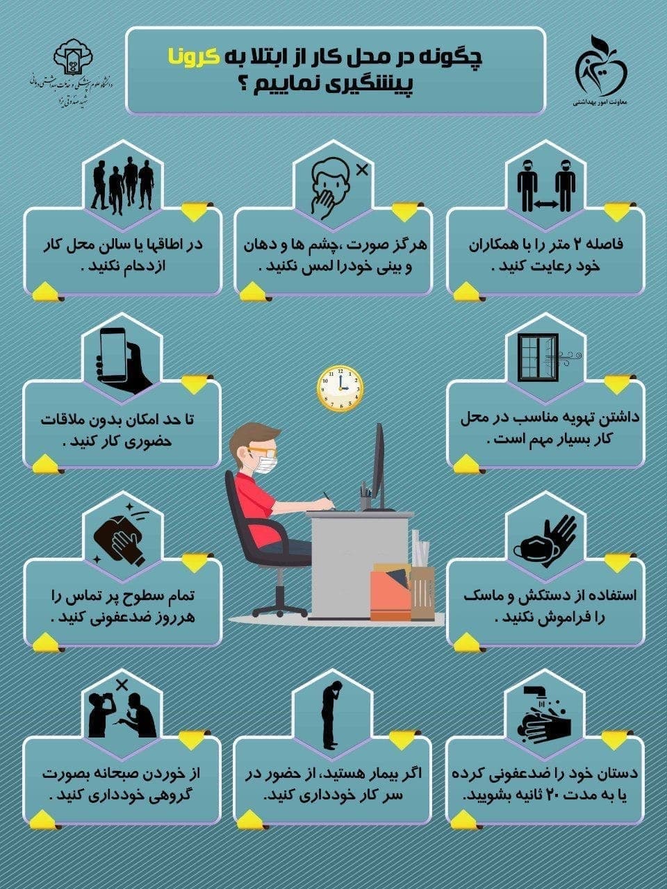 توصیه هایی برای پیشگیری از کرونا در ادارات