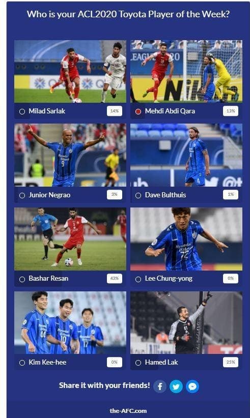 با آرای کاربران AFC؛ بشار رسن بهترین بازیکن هفته پایانی لیگ قهرمانان آسیا شد با آرای کاربران AFC؛ بشار رسن بهترین بازیکن هفته پایانی لیگ قهرمانان آسیا شد