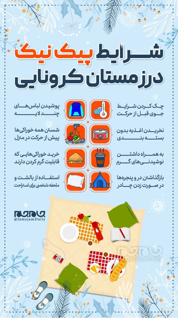 شرایط پیک نیک در زمستان کرونایی +اینفوگرافیک شرایط پیک نیک در زمستان کرونایی +اینفوگرافیک