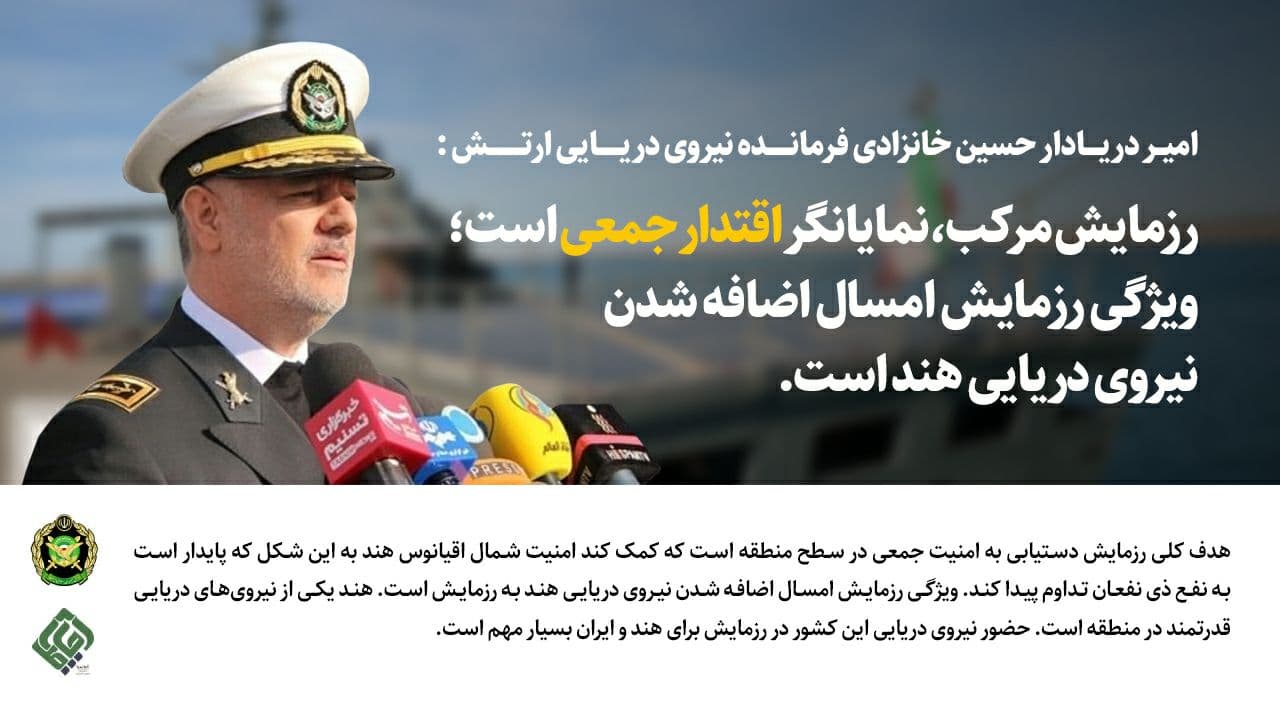 سخن نگاشت الحاق ناوگروه منتخب نیروی دریایی هندوستان به رزمایش مرکب امنیت دریایی