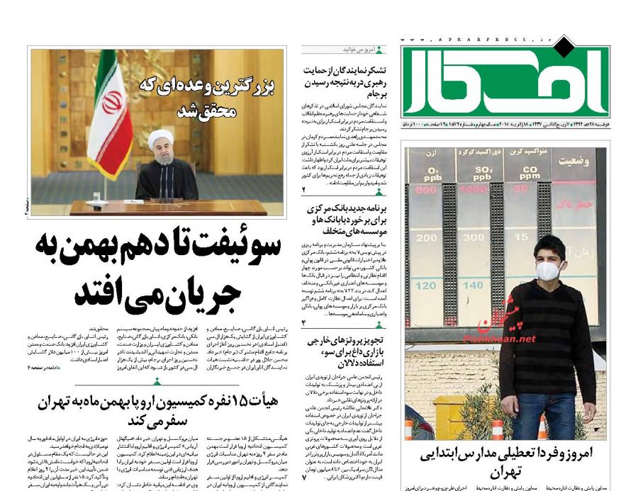 صفحه نخست روزنامه های دوشنبه 28 دی ماه 1394