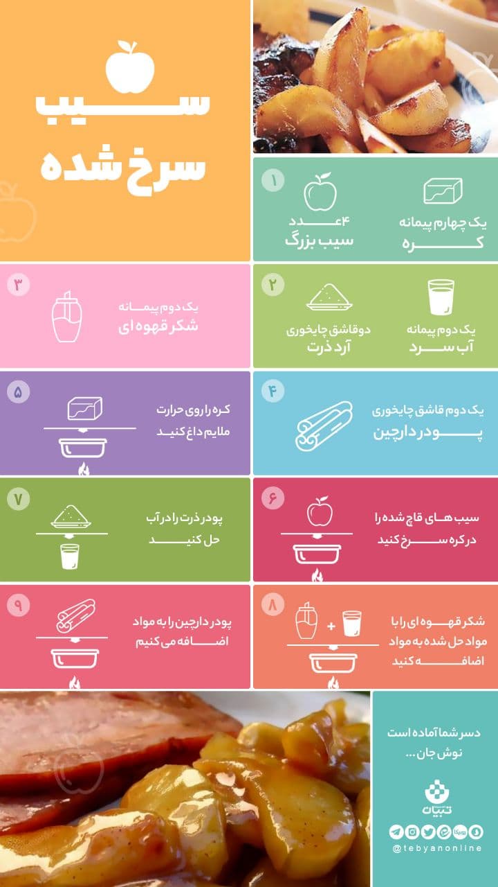 طرز تهیه دسر «سیب سرخ شده»