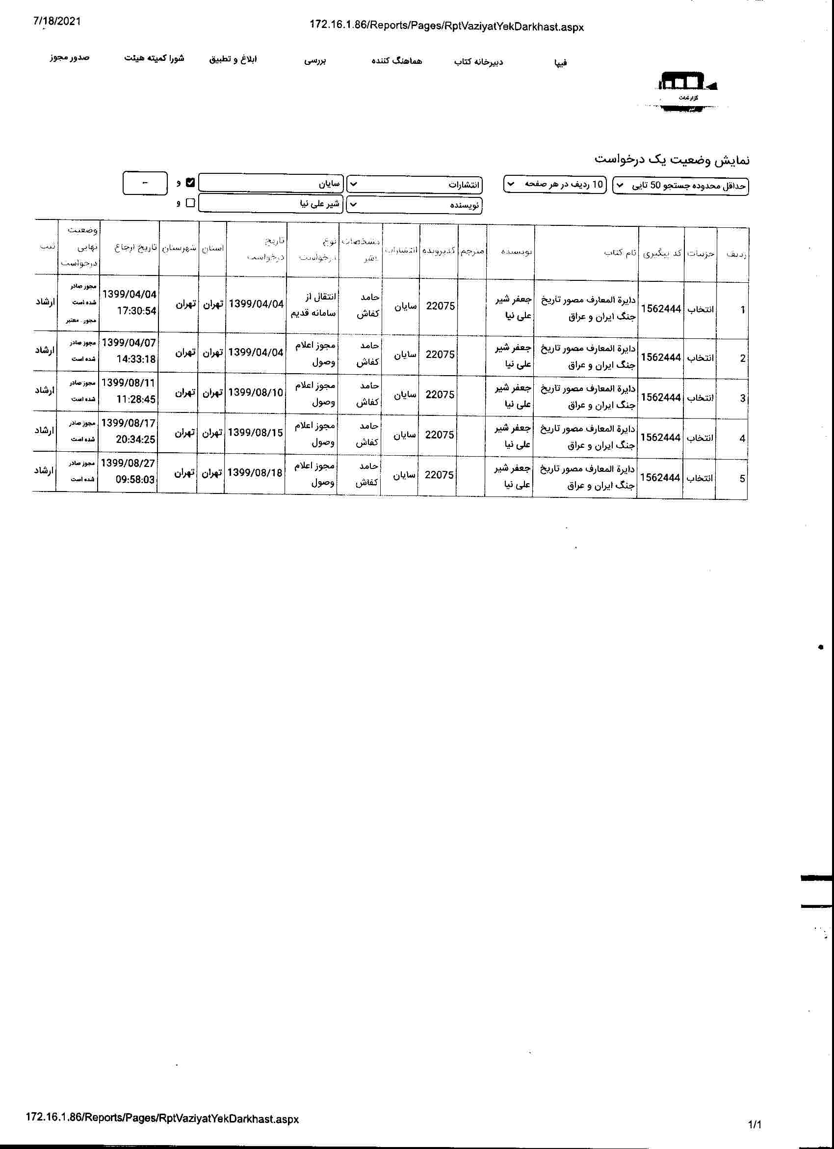 توضیحات دفتر توسعه کتاب و کتابخوانی درباره انتشار خبر لغو برخی کتابهای تاریخ نگاری دفاع مقدس و انقلاب اسلامی توضیحات دفتر توسعه کتاب و کتابخوانی درباره انتشار خبر لغو برخی کتابهای تاریخ نگاری دفاع مقدس و انقلاب اسلامی