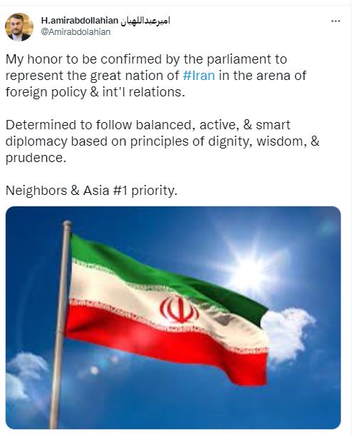 امیرعبداللهیان: افتخار میکنم که نماینده ملت ایران در عرصه سیاست خارجی و روابط بین الملل هستم امیرعبداللهیان: افتخار میکنم که نماینده ملت ایران در عرصه سیاست خارجی و روابط بین الملل هستم