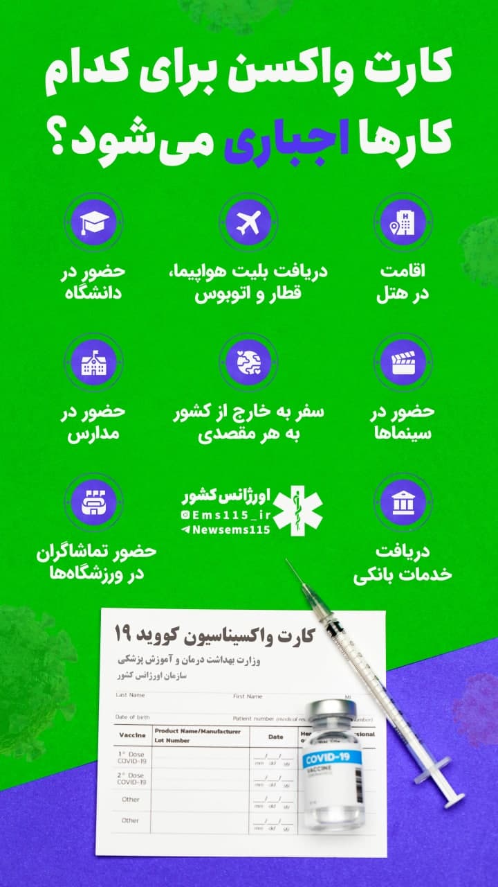 کارت واکسن برای کدام کارها اجباری می‎شود؟