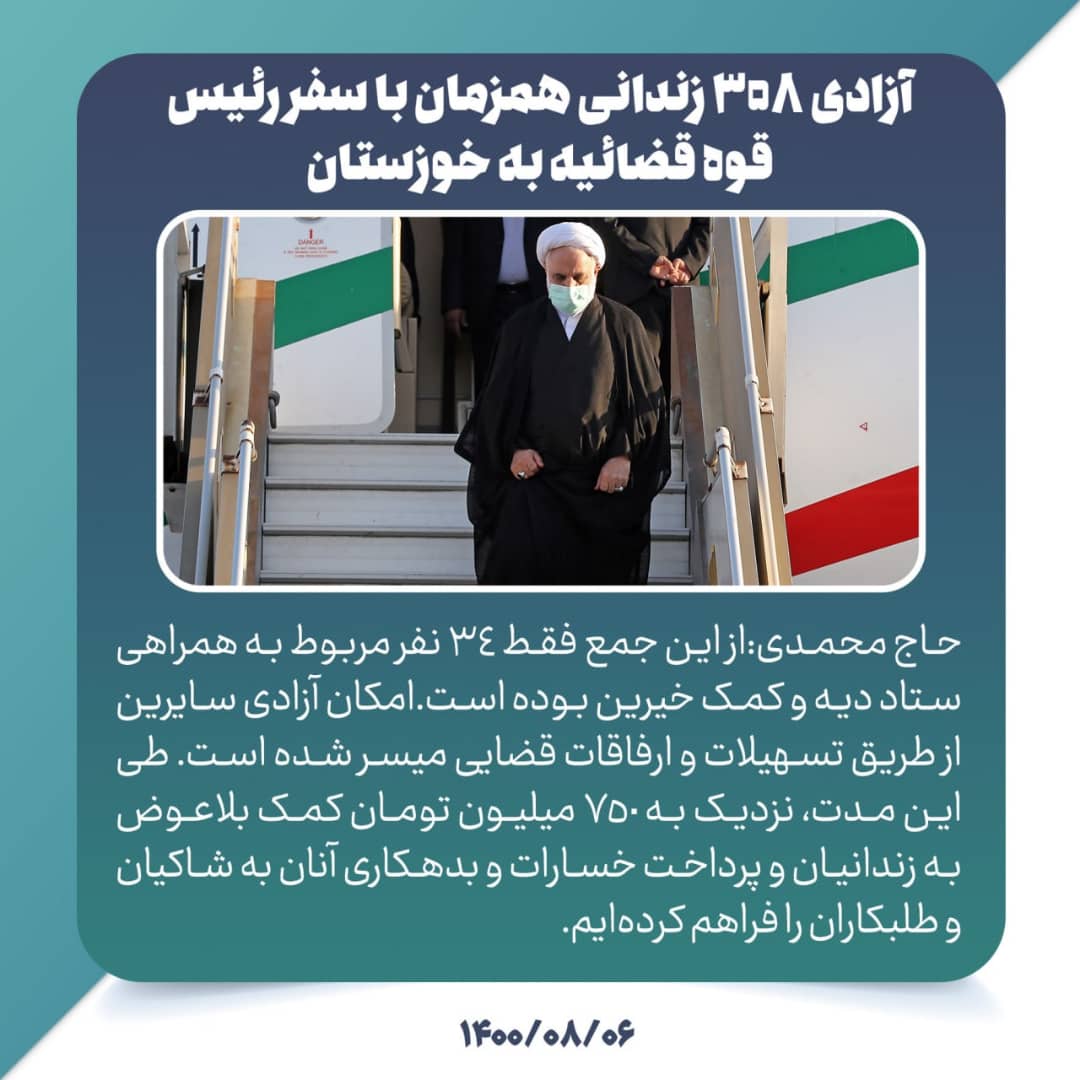 ماموریت رئیس عدلیه به رئیس دادگستری خوزستان برای ایجاد اولین دادگاه خاص رسیدگی به دعاوی مربوط به خانواده شهدا/ دستور ویژه قاضی القضات برای حل مشکلات حقوقی شرکتها و مردم/ دستگاه قضا و دولت حتما مدیران شرکت هفتتپه را در اداره بهتر این مجموعه کمک میکنند/ راهکار عدلیه برای رسیدگی به پروندههای اقتصادی و صنعتی ماموریت رئیس عدلیه به رئیس دادگستری خوزستان برای ایجاد اولین دادگاه خاص رسیدگی به دعاوی مربوط به خانواده شهدا/ دستور ویژه قاضی القضات برای حل مشکلات حقوقی شرکتها و مردم/ دستگاه قضا و دولت حتما مدیران شرکت هفتتپه را در اداره بهتر این مجموعه کمک میکنند/ راهکار عدلیه برای رسیدگی به پروندههای اقتصادی و صنعتی