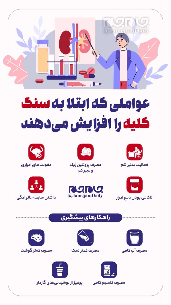 عواملی که ابتلا به سنگ کلیه را افزایش می‌دهند