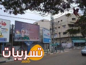 تصاویر شهید سلیمانی در خیابان‌های غزه