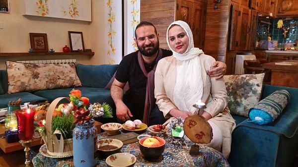 نرگس آبیار و همسرش کنار سفره هفت سین +عکس