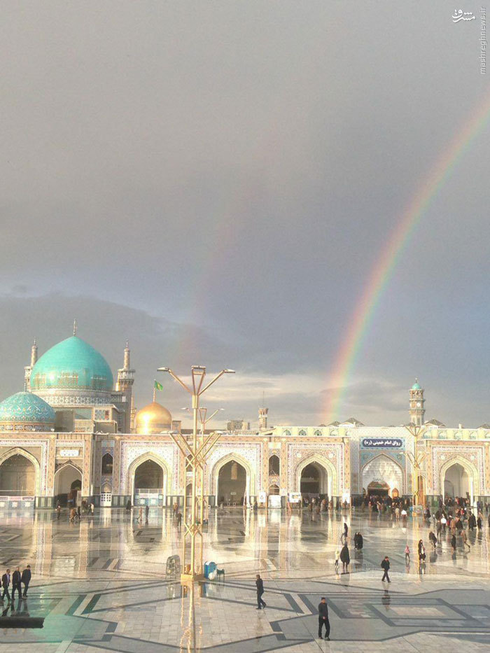 رنگین کمان و حرم امام رضا(ع) +عکس