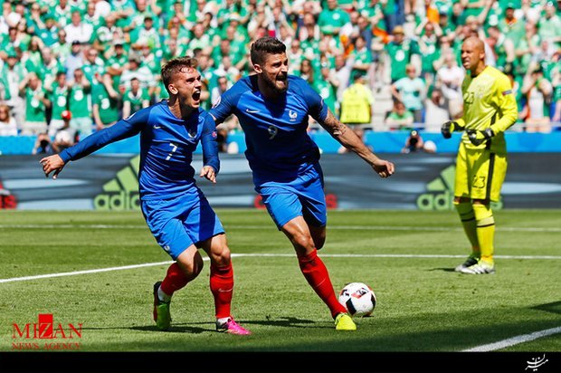 فرانسه 2-1 ایرلند جنوبی؛ صعود میزبان با دو گل گریزمان