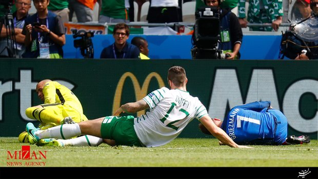 فرانسه 2-1 ایرلند جنوبی؛ صعود میزبان با دو گل گریزمان