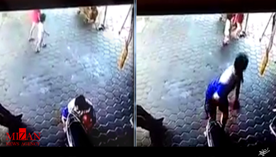 نجات جان دو کودک با واکنش فوری مرد مکانیک + فیلم