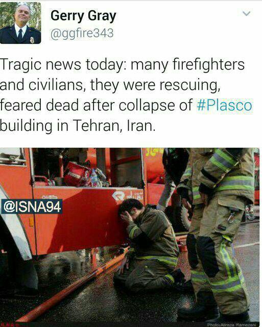 پیام ‌رئیس اداره آتش نشانی در کالیفرنیا برای حادثه ساختمان پلاسکو