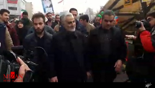 حضور حاج قاسم سلیمانی در راهپیمایی ۲۲ + فیلم