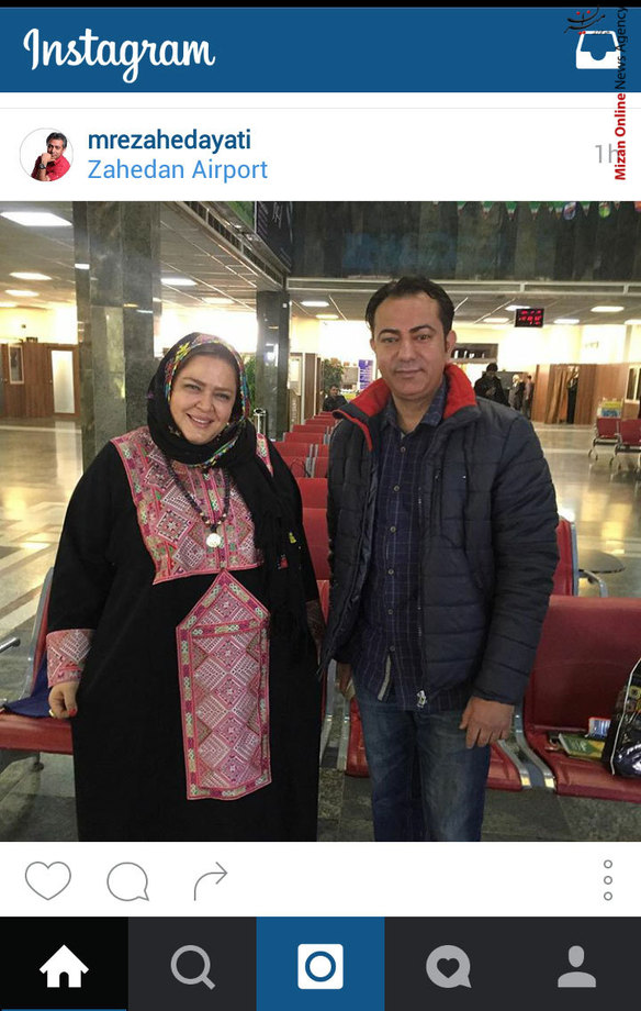 محمد رضا هدایتی و بهاره رهنما در فرودگاه زاهدان در راه برگشت به تهران