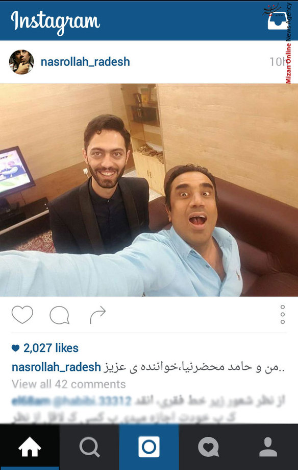 سلفی عجیب و غریب نصرالله رادش و حامد محضر نیا، خواننده نسل جوان