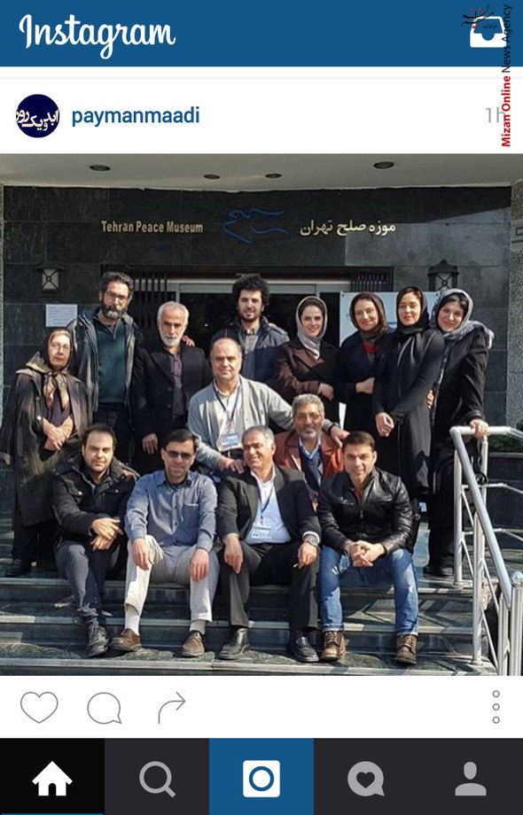 عکس پبمان معادی از حضور بازیگران فیلم های «ابد و یک روز» و «ایستاده در غبار» در موزه صلح تهران