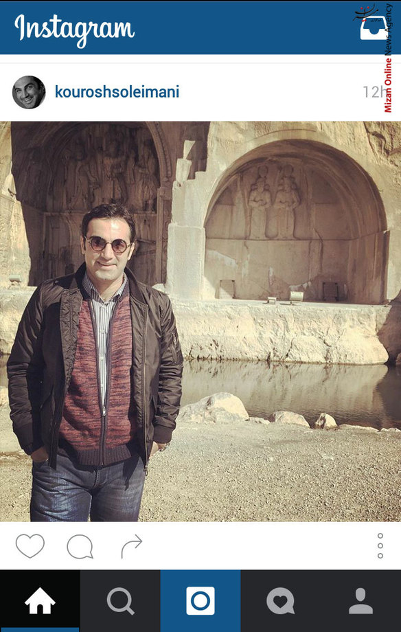 کوروش سلیمانی، مجری تلویزیون در کنار تاق بستان