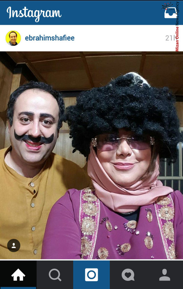 ابراهیم شفیعی با انتشار عکس فوق در اینستاگرام نوشت: تلفیقی از پهلوون پنبه و خانم چمنی