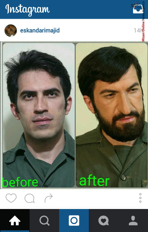 گریم جوانی محسن رضایی با هنرمندی دکتر وحید اخشته 