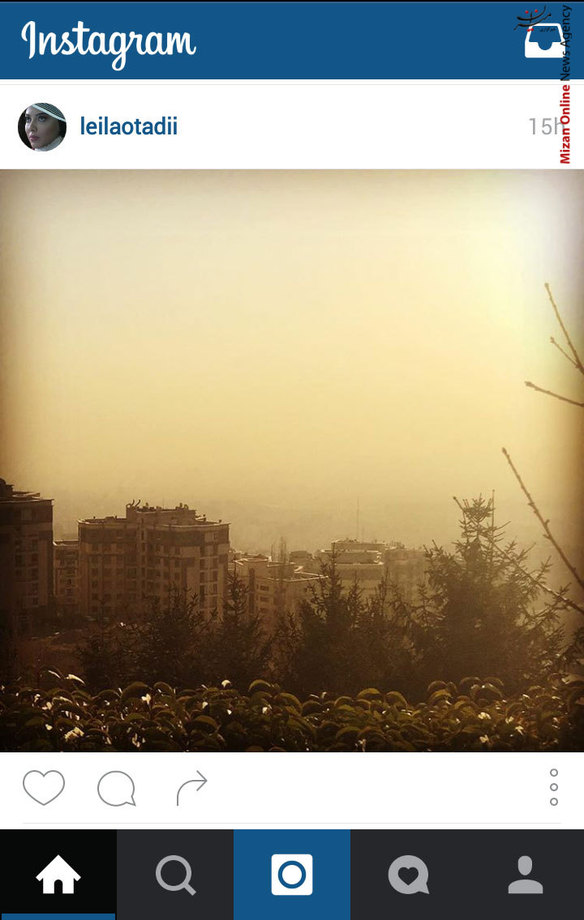 زیبای مسموم - لیلا اوتادی در تازه ترین پست خود در اینستاگرام نوشت: تهران زیبای مسموم من. تندتر نفس بکش تا اکسیژن بیشتری به شمشهایت برسد، امروز حال نداشتی، هوایت بد بود، ما هم با دیدن حال بد توف سردرد گرفتیم، زودتر خوب شو حال ما به حال تو بسته است، خوشحالم که عید نزدیک است یک هفته بدون مزاحم و دود و آلودگی و ترافیک ... راحت نفسی تازه می کنی.