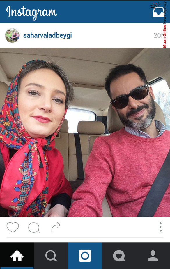 سلفی نیما فلاح و همسرش سحر ولد بیگی