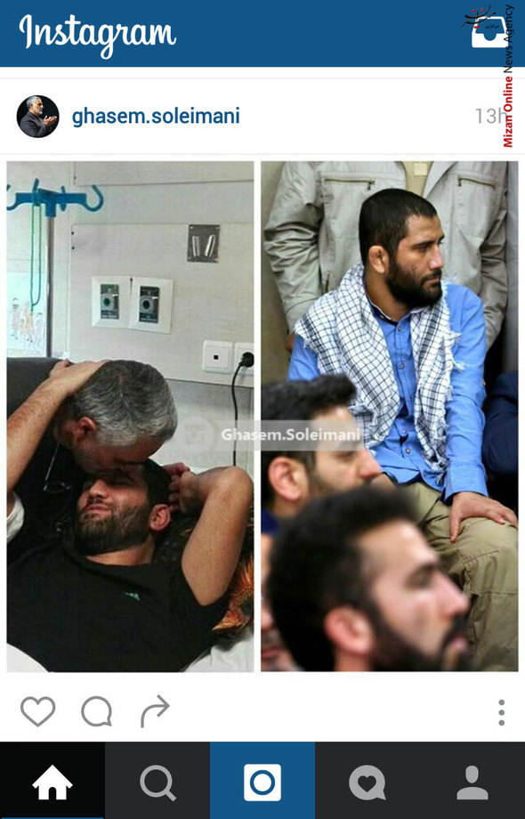 عیادت سردار سلبمانی از امیر حسین حاجی نصیری، جانباز مدافع حرم