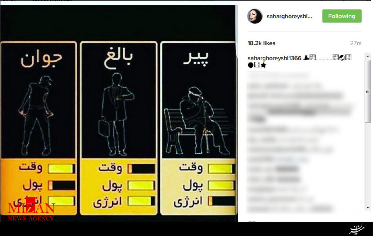 پست جالب و مفهومی سحر قریشی