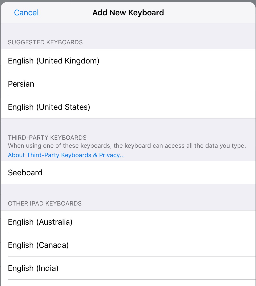 کیبورد فارسی به IOS11 اضافه شد