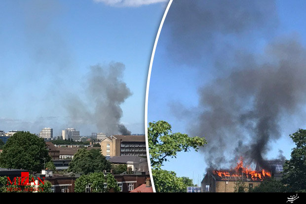 برخاستن شعلههای آتشسوزی از یک ساختمان در لندن/آتشنشانان به محل حادثه اعزام شدند برخاستن شعلههای آتشسوزی از یک ساختمان در لندن/آتشنشانان به محل حادثه اعزام شدند
