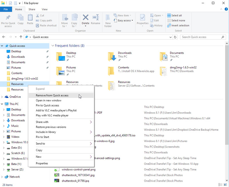 حذف فایلها و پوشهها از Quick Access ویندوز 10 حذف فایلها و پوشهها از Quick Access ویندوز 10