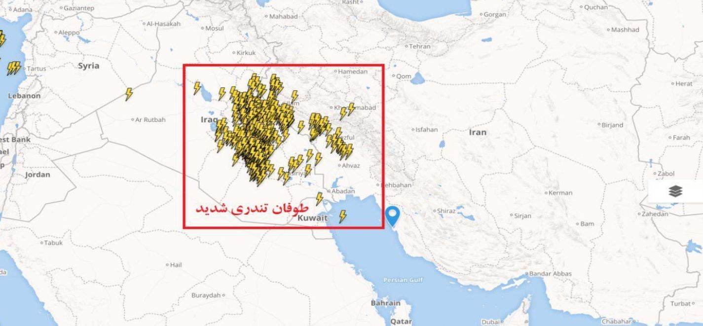 طوفان تندری شدید در استان‌های جنوب غربی کشور +عکس