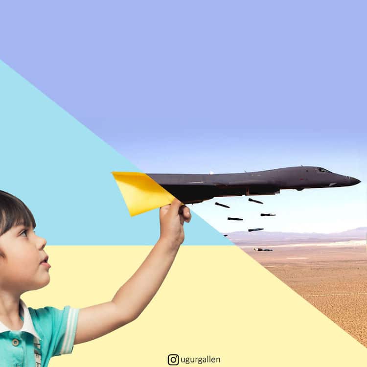 نمایش متفاوت دنیای غرب وخاورمیانه در کارهای کلاژ اگور گالن