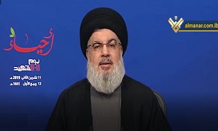 سخنرانی سید حسن نصرالله به مناسبت روز شهید آغاز شد