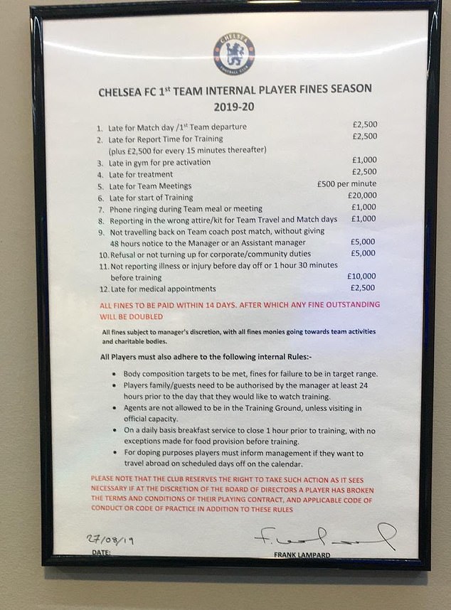 قوانین سخت لمپارد برای بازیکنان چلسی!