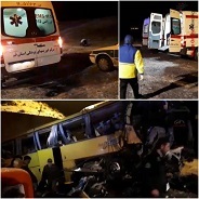 ۳ کشته و ۱۳ مصدوم در پى واژگونی اتوبوس مسافر بری‎