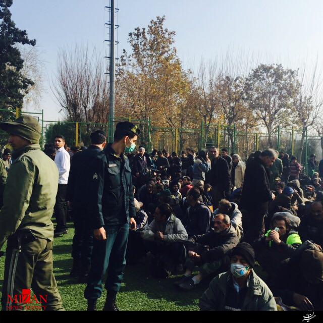 جمع آوری معتادان متجاهر در پارك هرندی تهران+عکس