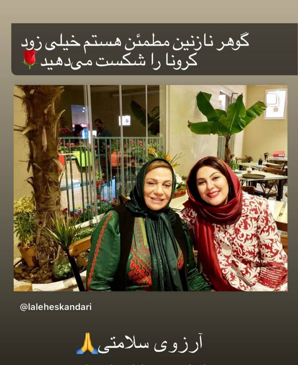 گوهر خیراندیش به کرونا مبتلا شد گوهر خیراندیش به کرونا مبتلا شد