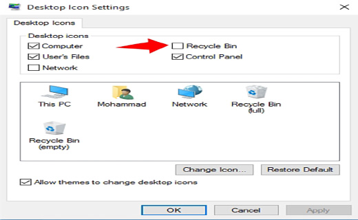 پنهان کردن سطل بازیافت از صفحه دسکتاپ + آموزش پنهان کردن سطل بازیافت از صفحه دسکتاپ + آموزش