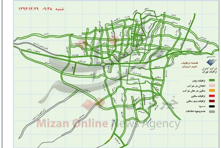 نقشه آنلاین ترافیکی آخرین روز سال پایتخت+جزئیات نقشه آنلاین ترافیکی آخرین روز سال پایتخت+جزئیات